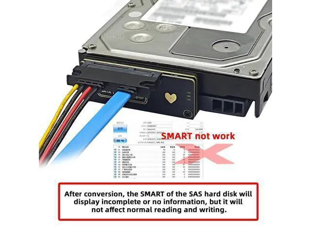 Alt view image 6 of 7 - Vszerda SFF-8482 SAS 29Pin Target to 7+15 22Pin SATA Host HDD Disk Drive Raid Adapter 6Gbps with Chipset and Power Port