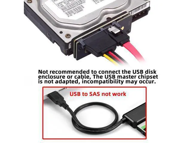 Alt view image 7 of 7 - Vszerda SFF-8482 SAS 29Pin Target to 7+15 22Pin SATA Host HDD Disk Drive Raid Adapter 6Gbps with Chipset and Power Port