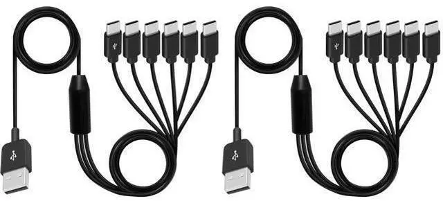 Main image of Vszerda USB A to USB C Splitter Cable, Multi USB C Splitter Cable, 6 in 1 USB 2.0 Type A Male to 6 Type C Male Charging Cord, for USB Type-C Phone, Tablet, 5ft (Pack of 2)