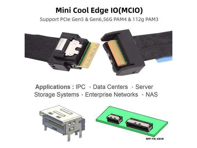 Alt view image 6 of 7 - Vszerda PCI-E 5.0 MCIO Mini Cool Edge IO PCI-E 4i 38Pin Male to Slimline 4X SFF-8654 Extender Cable 50cm/1.6ft