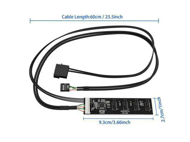Alt view image 3 of 6 - Vszerda 9 Pin USB 2.0 to 4X 9 Pin Extension Splitter, USB 2.0 Header Splitter, Internal USB Hub USB 2.0 Splitter