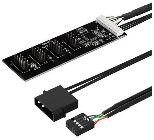 Main image of Vszerda 9 Pin USB 2.0 to 4X 9 Pin Extension Splitter, USB 2.0 Header Splitter, Internal USB Hub USB 2.0 Splitter