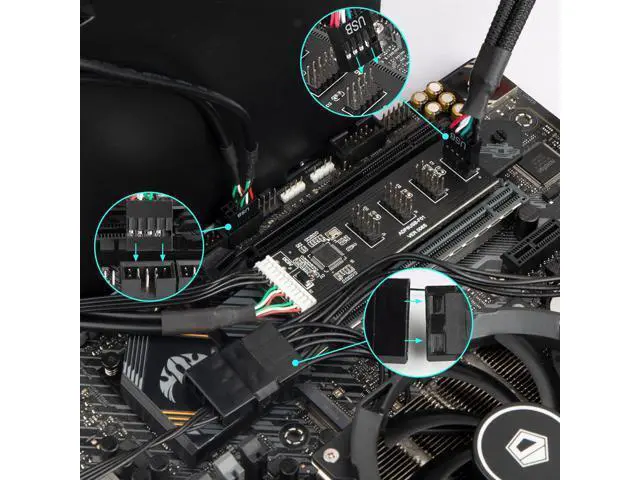 Alt view image 4 of 6 - Vszerda 9 Pin USB 2.0 to 4X 9 Pin Extension Splitter, USB 2.0 Header Splitter, Internal USB Hub USB 2.0 Splitter