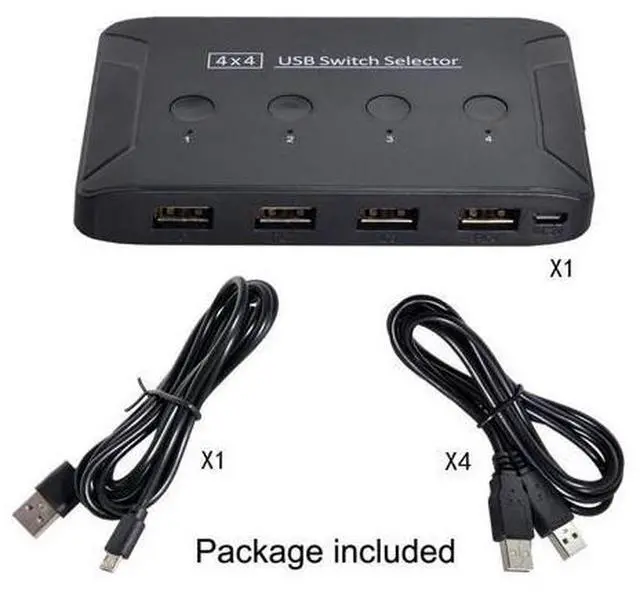 Alt view image 7 of 7 - Vszerda KVM USB 2.0 Switch Selector 4 Port PCs Sharing 4 Devices for Keyboard Mouse Scanner Printer