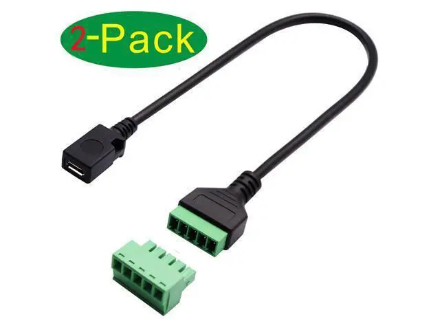 Alt view image 3 of 7 - Vszerda Micro USB Screw Terminal Block Connector Cable - 2.0 Female Plug to 5 Pin/Way Female Bolt Screw Adapter with Shield Terminals (30CM/2PacCK)