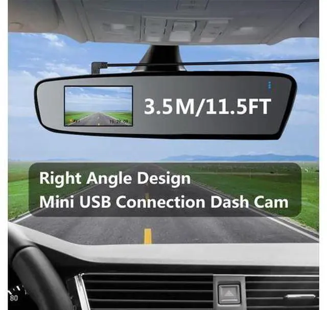 Alt view image 5 of 7 - Vszerda 90 Degree Dash Cam Mini USB Power Cord 11FT, Left Angle USB Car Camera Charging Cable, for GPS Navigator and Other Devices Charging