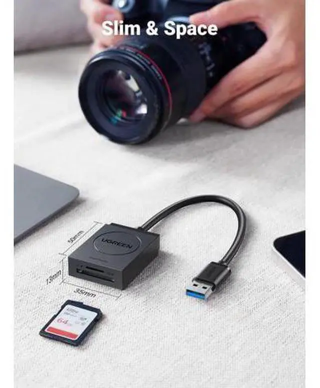 Alt view image 6 of 7 - UGREEN SD Card Reader USB 3.0 Dual Slot Flash Memory Card Reader TF SD SDXC SDHC MMC RS-MMC Micro SDXC Micro SDHC UHS-I for Mac Windows Linux Chrome Read 2 Cards Simultaneously