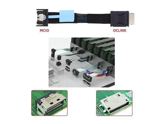 Alt view image 6 of 7 - Vszerda PCI-E 5.0 MCIO PCI-E Mini Cool Edge IO 4i 38Pin Male to Oculink 4X SFF-8611 Extender Cable 50cm/1.6ft
