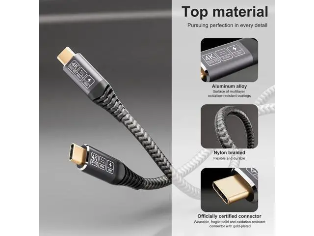 Alt view image 5 of 7 - Vszerda USB C Cable 10ft, Long C 3.2 Gen 2x2 Monitor Cable 4K, 20Gbps Data Transfer 100W Fast Charging, Compatible With Oculus Quest, MacBook Pro, HP, Portable Monitor