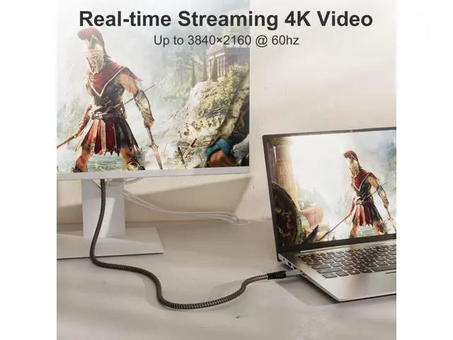 Alt view image 7 of 7 - Vszerda USB C Cable 10ft, Long C 3.2 Gen 2x2 Monitor Cable 4K, 20Gbps Data Transfer 100W Fast Charging, Compatible With Oculus Quest, MacBook Pro, HP, Portable Monitor