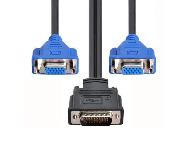 Alt view image 2 of 7 - Vszerda DMS-59pin Male LFH 60Pin to Dual 15Pin VGA RGB Female Splitter Extension Cable for PC Graphics Card