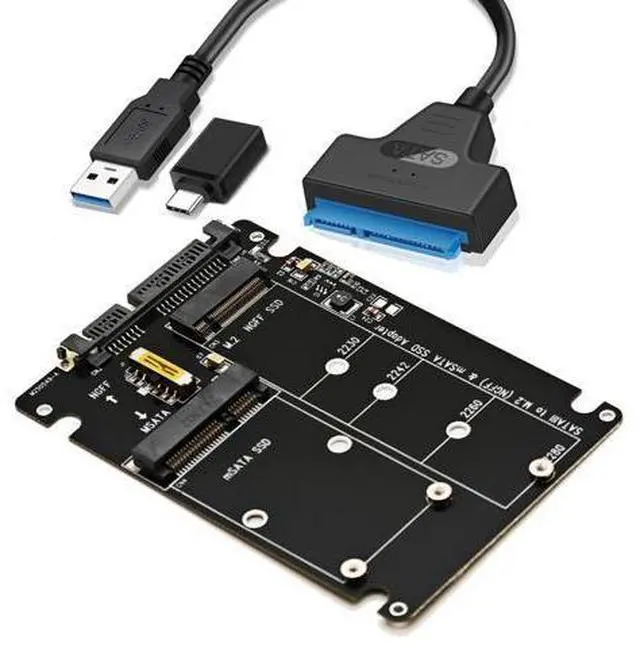 Main image of Vszerda M.2 SATA 3.0,mSATA to SATA or USB Type C Adapter 2-in-1 Card Support mSATA or Ngff B Key SATA III SSD