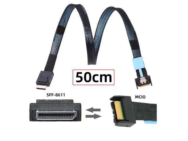 Alt view image 2 of 7 - Vszerda PCI-E 5.0 Mini Cool Edge IO MCIO PCI-E 4i 38Pin Male to SFF-8611 Oculink 4X Extender Cable for eGPU SSD External Graphics Card 50cm