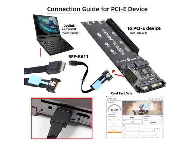 Alt view image 4 of 7 - Vszerda PCI-E 5.0 Mini Cool Edge IO MCIO PCI-E 4i 38Pin Male to SFF-8611 Oculink 4X Extender Cable for eGPU SSD External Graphics Card 50cm