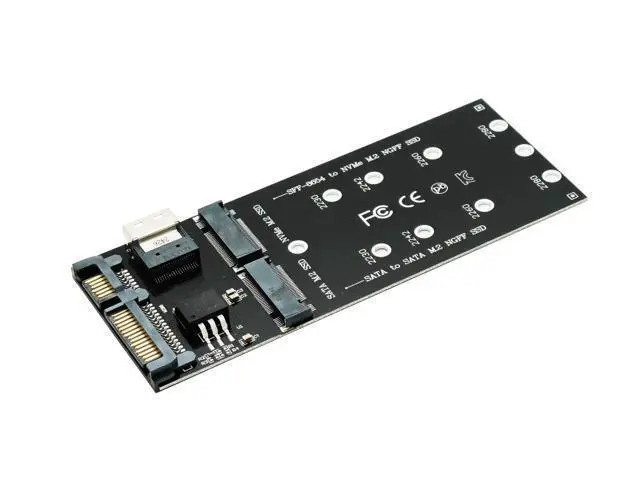 Alt view image 3 of 5 - Vszerda Combo M.2 NVMe SSD to SFF-8654 Slimline SAS(PCIe),NGFF to SATA Adapter Card (Not Support NVEM SSD to SATA or M.2SATA to SFF-8654)