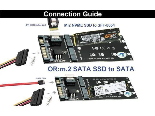 Alt view image 5 of 5 - Vszerda Combo M.2 NVMe SSD to SFF-8654 Slimline SAS(PCIe),NGFF to SATA Adapter Card (Not Support NVEM SSD to SATA or M.2SATA to SFF-8654)