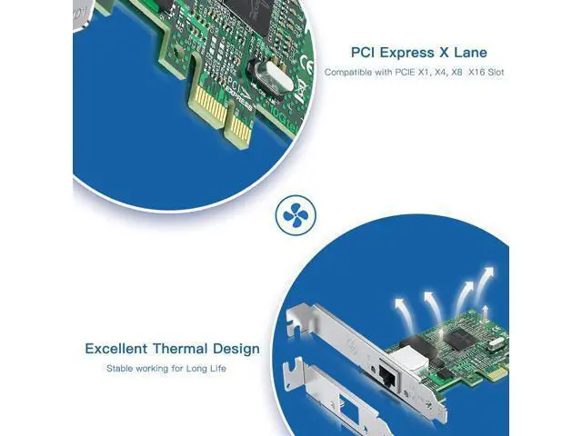 Alt view image 4 of 6 - Vszerda Gigabit PCIe NIC with D.ell Broadcom BCM5751 Chip, 1Gb Network Card Compare to Broadcom BCM5751-T1, Single RJ45 Port, PCI-E X1, Ethernet Card with Low Profile for Windows/Windows Server/Linux