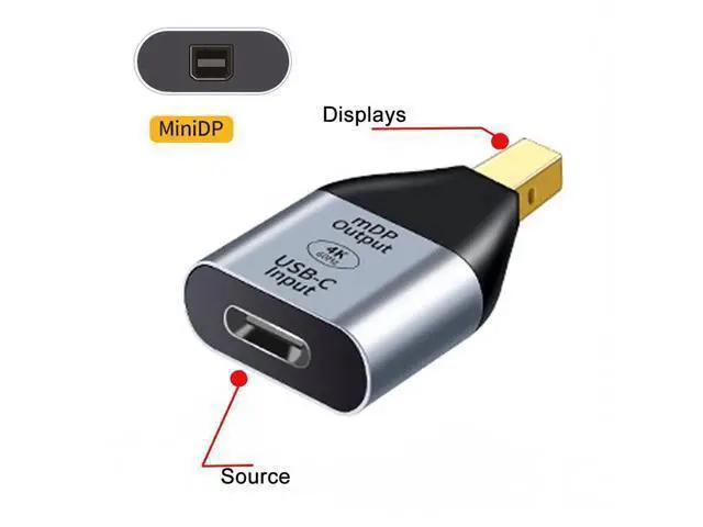 Alt view image 3 of 7 - Vszerda USB-C Type C Female Source to Mini Displayport DP Sink HDTV Adapter 4K 60hz 1080p for Tablet Phone Laptop