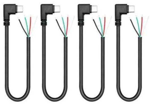 Main image of 4Pcs Short Right Angle USB C to 4 Pin Bare Wire Open End Wire 11inch, 90 Degree USB Type C Male Plug 4 Pin Pigtail Power and Data Cable 22AWG 5V/3A, for USB Type C Device Replacement Repair DIY Cable