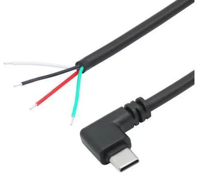 Alt view image 2 of 7 - 4Pcs Short Right Angle USB C to 4 Pin Bare Wire Open End Wire 11inch, 90 Degree USB Type C Male Plug 4 Pin Pigtail Power and Data Cable 22AWG 5V/3A, for USB Type C Device Replacement Repair DIY Cable