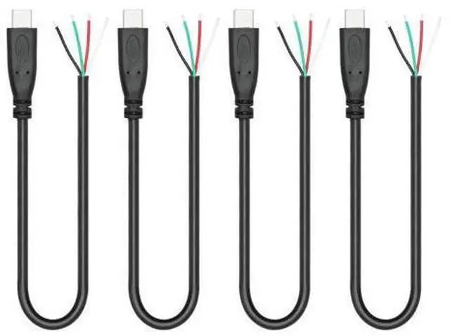 Main image of Vszerda 4Pcs Short USB C to 4 Pin Bare Wire Open End Wire 11inch, 22AWG 5V/3A USB Type C Male Plug 4 Pin Pigtail Power and Data Cable,for USB Type C Equipment Installed or Replacement Repair DIY Cable
