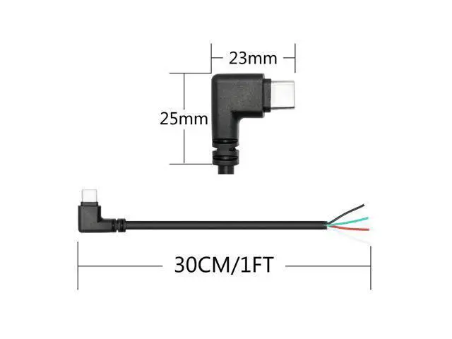 Alt view image 7 of 7 - 4Pcs Short Right Angle USB C to 4 Pin Bare Wire Open End Wire 11inch, 90 Degree USB Type C Male Plug 4 Pin Pigtail Power and Data Cable 22AWG 5V/3A, for USB Type C Device Replacement Repair DIY Cable
