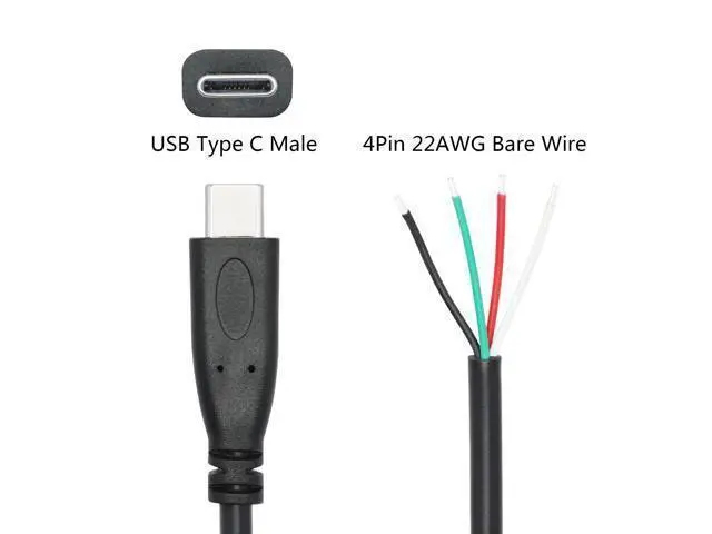 Alt view image 4 of 6 - Vszerda 4Pcs Short USB C to 4 Pin Bare Wire Open End Wire 11inch, 22AWG 5V/3A USB Type C Male Plug 4 Pin Pigtail Power and Data Cable,for USB Type C Equipment Installed or Replacement Repair DIY Cable