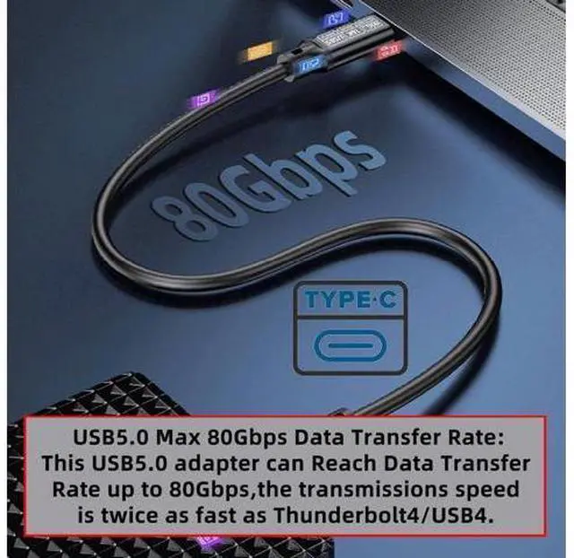 Alt view image 3 of 7 - Vszerda USB5.0 80Gbps USB-C Male to Male Type-C Cable with 240W and 16K@30hz 8K@60Hz 5K@60Hz Compatible with USB4.0 Thunderbolt3/4/5 (2.0m)
