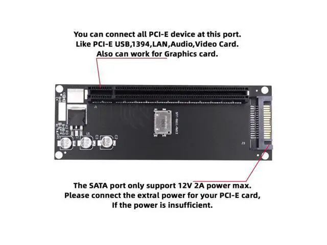 Alt view image 7 of 7 - Vszerda SFF-8612 SFF-8611 Oculink to PCIE PCI-Express 16x 4X Adapter with SATA Power Port for Mainboard Graphics Card