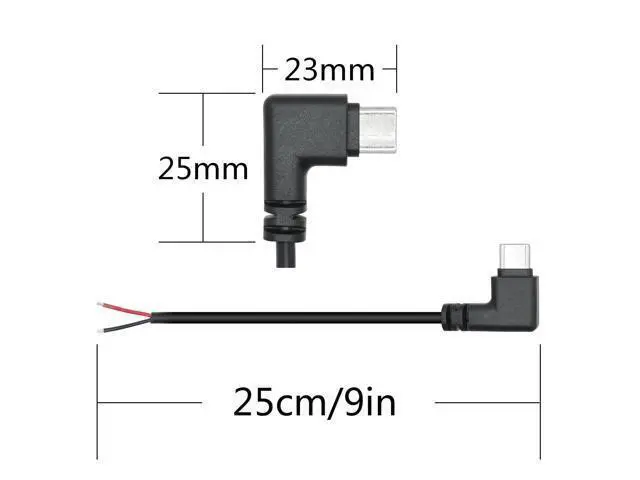 Alt view image 6 of 6 - Vszerda 4Pcs Right Angle USB C to 2 Pin Bare Wire Open End Cable 9inch, 90 Degree Type C Male Plug Pigtail Power Wire 5V/3A, for USB Equipment Installed or Replacement Repair DIY Cable