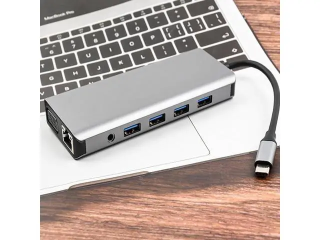 Alt view image 3 of 7 - Vszerda USB Type C Dual HDMI VGA Adapter Card Reader USB 3.0 HUB Screen Mirror