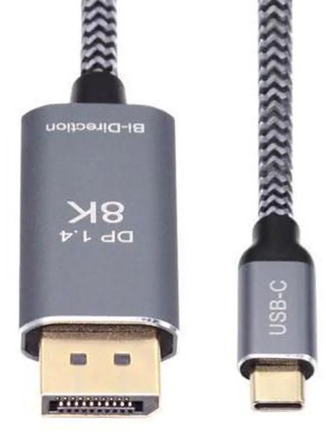 Main image of Vszerda Reversible DisplayPort to USB C Cable 8K, DP Source to USB 3.1 Type C Male Displays HDTV Cord for Laptop Monitor 1.8m