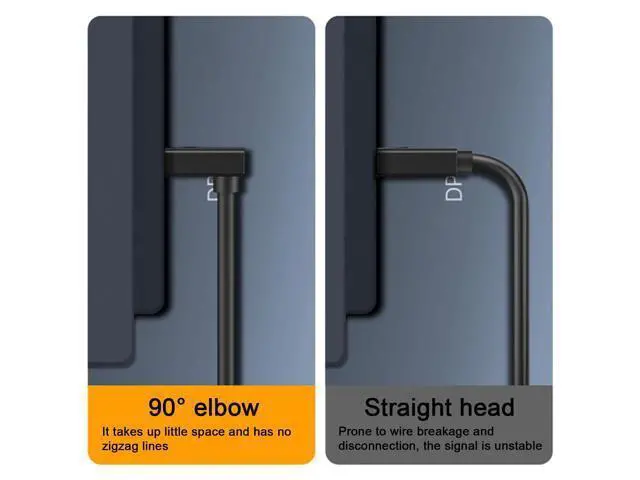 Alt view image 4 of 7 - Vszerda 16K Displayport 2.1 Cable 1.5FT, 90 Degree Up Angle Displayport Extension Cable, 54Gbps DP Support for 16K@30Hz, 8K@120Hz, 4K@240Hz 165Hz, HDR, HDCP,Gaming Monitor, TV, Graphics