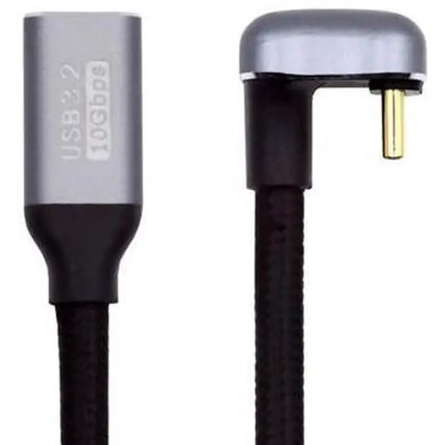 Main image of Vszerda USB 3.1 USB-C Type C Male to Female Cable 10Gbps Data Transfer, 100W PD Charging Cord 4K 60Hz Video Monitor Cable Opposite U Shape Back Angled with Sleeve for Laptop, Chromebook 3.0M
