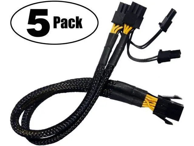 Alt view image 2 of 4 - Vszerda 18 AWG PCI-e 6 Pin to Dual PCIe 8(6+2) Pin Graphics Card PCI Express Power Adapter GPU VGA Y-Splitter Extension Cable Video Card Sleeved Power Cable 12-inches (5 Pack)