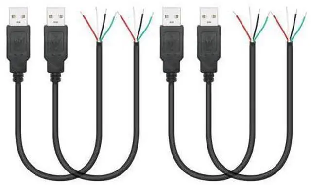 Main image of Vszerda 4Pcs Short USB A Male 4 Pin Bare Wire 11inch,USB 5V/2A 4 Pin Pigtail Open End Power and Data Cable,for USB Equipment Installed or Replacement Repair DIY Cable