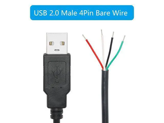 Alt view image 3 of 6 - Vszerda 4Pcs Short USB A Male 4 Pin Bare Wire 11inch,USB 5V/2A 4 Pin Pigtail Open End Power and Data Cable,for USB Equipment Installed or Replacement Repair DIY Cable