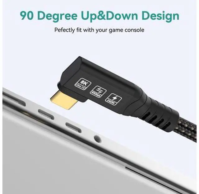 Alt view image 5 of 7 - Vszerda USB4 Cable, with Thunderbolt 4, 240W Charging, 40 Gbps Data, 8K @ 60Hz HDR, USB C to USB C Cable, 90Degree for MacBook,Hub, Dock, M2, M3, Mac SSD (90Degree USB4 40G 240W 2M)