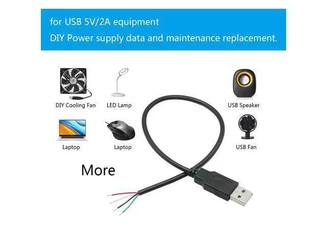 Alt view image 5 of 6 - Vszerda 4Pcs Short USB A Male 4 Pin Bare Wire 11inch,USB 5V/2A 4 Pin Pigtail Open End Power and Data Cable,for USB Equipment Installed or Replacement Repair DIY Cable
