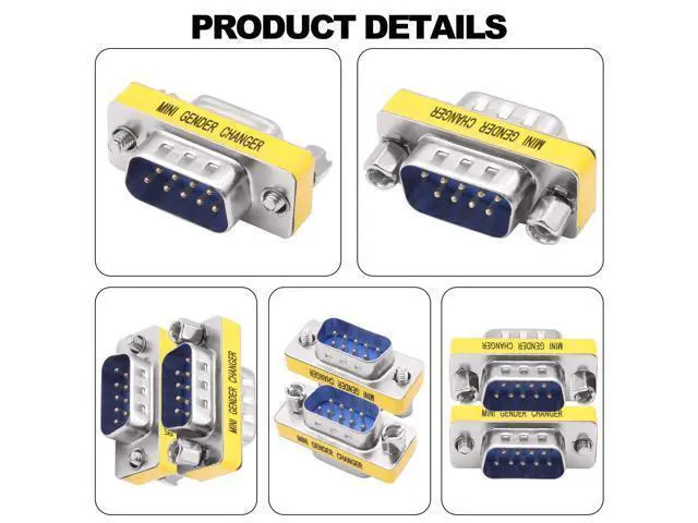 Alt view image 3 of 7 - Vszerda DB9 Gender Changer Solderless Connector Male to Male Adapter Mini RS232 D-SUB 9 Pin Serial Cable Coupler-4pcs