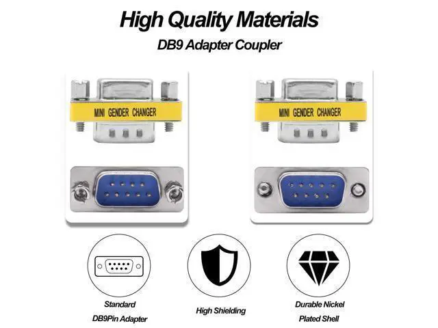 Alt view image 6 of 7 - Vszerda DB9 Gender Changer Solderless Connector Male to Male Adapter Mini RS232 D-SUB 9 Pin Serial Cable Coupler-4pcs