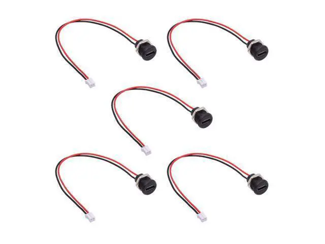 Alt view image 7 of 7 - Vszerda 5pcs DIY OEM Type C Female Socket to 2Pin Header Wire Extension DC 5V Power Cord Pitch=2.0mm Panel Mount USB C Waterproof Jack 17.5cm
