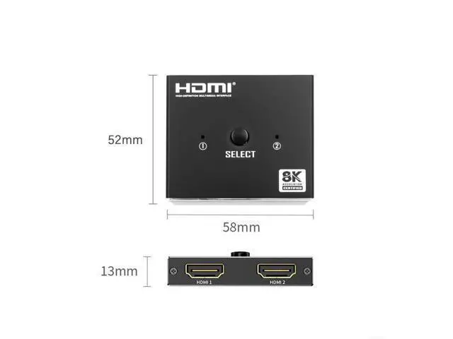 Alt view image 2 of 7 - Vszerda HDMI Switch Splitter 8K@60Hz, Aluminum Bidirectional HDMI Switcher 2 in 1 Out, 2.1 Hub with USB C Power Cable Support HDCP2.2 Compatible with Xbox PS5/4 Blu-Ray Player Fire Stick