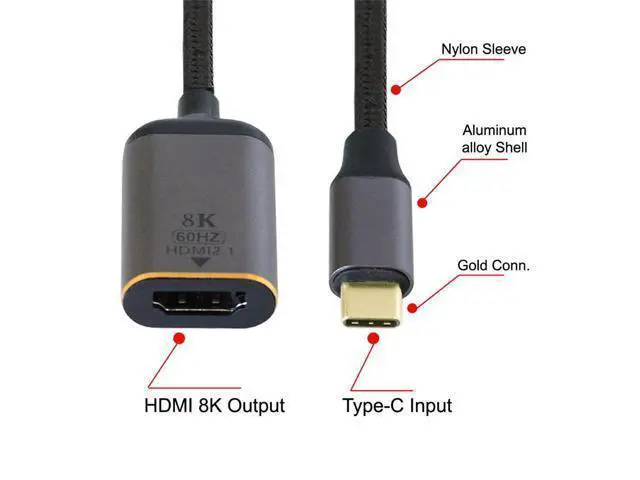 Alt view image 3 of 7 - Vszerda USB4 USB-C Type-C Source to Female HDMI 2.0 Cable Display 8K 60HZ UHD 4K HDMI Male Monitor