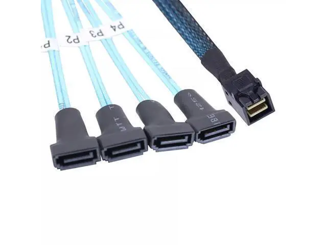 Alt view image 4 of 5 - Vszerda Mini SAS HD SFF-8643 to 4 Ports SATA 7P Male Cable 50CM