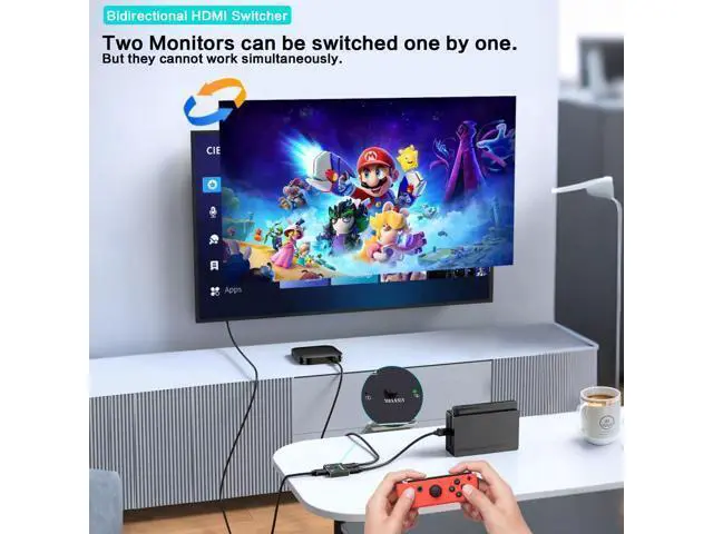 Alt view image 3 of 7 - Vszerda HDMI Switch Splitter 8K@60Hz, Aluminum Bidirectional HDMI Switcher 2 in 1 Out, 2.1 Hub with USB C Power Cable Support HDCP2.2 Compatible with Xbox PS5/4 Blu-Ray Player Fire Stick