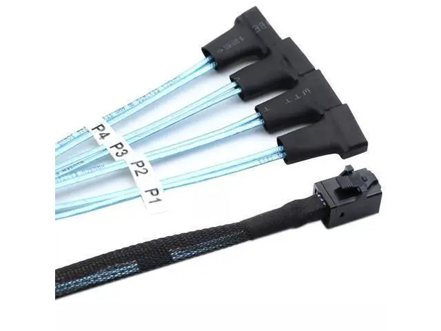 Alt view image 5 of 5 - Vszerda Mini SAS HD SFF-8643 to 4 Ports SATA 7P Male Cable 50CM
