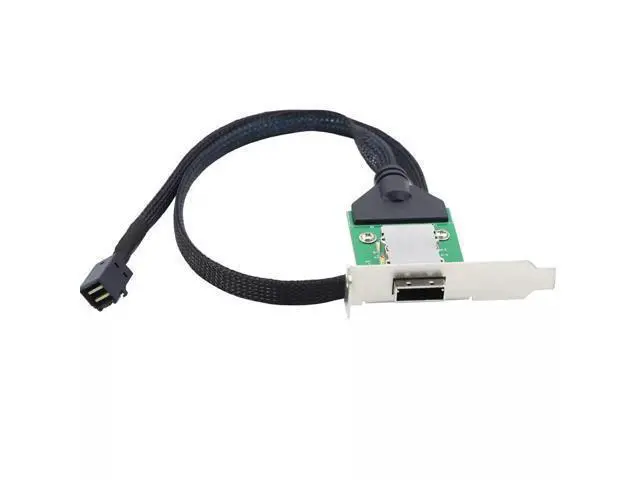 Alt view image 3 of 4 - Vszerda Mini SAS SFF-8643 Host to SAS SFF-8088 Female with Low Bracket Adapter Cable 50CM