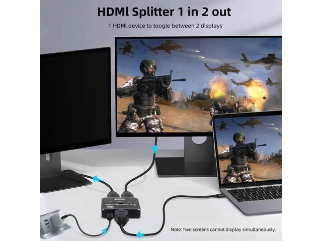 Alt view image 4 of 7 - Vszerda 8K HDMI 2.1 Switch 4K@120Hz 8K@60Hz, Aluminum HDMI Switcher 2 in 1 Out, HDM I Splitter Supports HDR10+ 48 Gbps 3D Dolby VRR, HDM I Switcher Compatible with TV PS5/4 B0X Laptops PC Projector