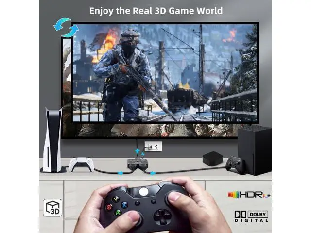 Alt view image 6 of 7 - Vszerda 8K HDMI 2.1 Switch 4K@120Hz 8K@60Hz, Aluminum HDMI Switcher 2 in 1 Out, HDM I Splitter Supports HDR10+ 48 Gbps 3D Dolby VRR, HDM I Switcher Compatible with TV PS5/4 B0X Laptops PC Projector